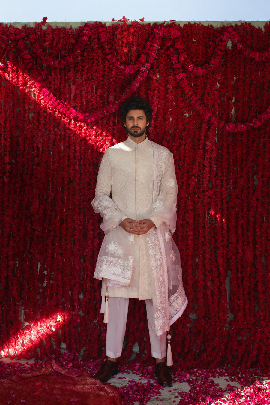 WHITE CUT DAANA HAND WORK SHERWANI