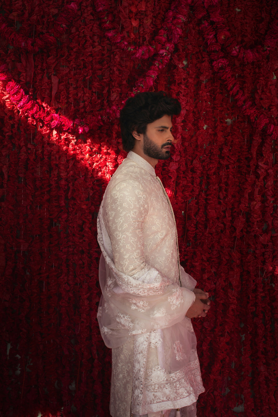 WHITE CUT DAANA HAND WORK SHERWANI