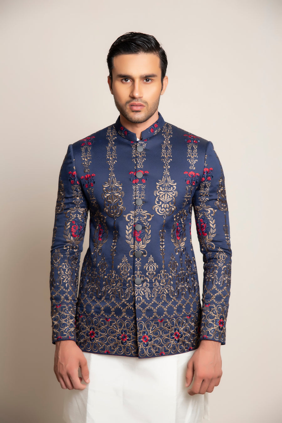BLUE EMBROIDERED PRINCE COAT